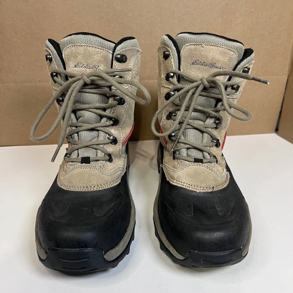 Eddie Bauer Mens Thinsulate Winter Hiking Boots Tan Black Size 9